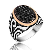 Silver Black Stone Men's Ring